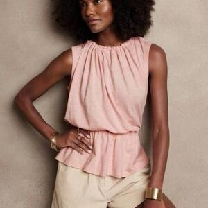 Banana Republic Malibu Tee Blush Pink Sleeveless Peplum Top Size S